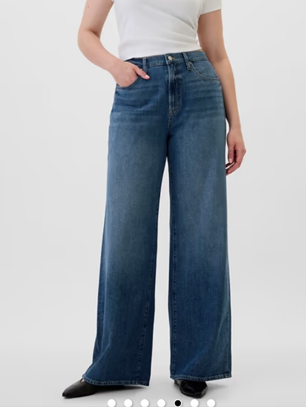 GAP Women's High Rise Wide-Leg Jeans in Medium Blue Wash